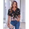 Zeagoo Womens Summer Tops Casual Short Sleeve V Neck Shirts Business Dressy Work Blouses(Floral Black Multi)