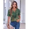 Zeagoo Womens Summer Tops Casual Short Sleeve V Neck Shirts Business Dressy Work Blouses(Floral Green)
