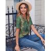 Zeagoo Womens Summer Tops Casual Short Sleeve V Neck Shirts Business Dressy Work Blouses(Floral Green)
