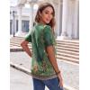Zeagoo Womens Summer Tops Casual Short Sleeve V Neck Shirts Business Dressy Work Blouses(Floral Green)