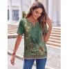 Zeagoo Womens Summer Tops Casual Short Sleeve V Neck Shirts Business Dressy Work Blouses(Floral Green)