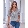 Zeagoo Womens Summer Tops Casual Short Sleeve V Neck Shirts Business Dressy Work Blouses(Floral Grey)