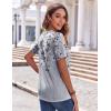 Zeagoo Womens Summer Tops Casual Short Sleeve V Neck Shirts Business Dressy Work Blouses(Floral Grey)