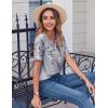Zeagoo Womens Summer Tops Casual Short Sleeve V Neck Shirts Business Dressy Work Blouses(Floral Grey)