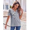Zeagoo Womens Summer Tops Casual Short Sleeve V Neck Shirts Business Dressy Work Blouses(Floral Grey)