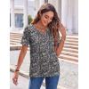 Zeagoo Womens Summer Tops Casual Short Sleeve V Neck Shirts Business Dressy Work Blouses(Floral Multi)