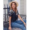 Zeagoo Womens Summer Tops Casual Short Sleeve V Neck Shirts Business Dressy Work Blouses(Floral Navy)