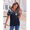 Zeagoo Womens Summer Tops Casual Short Sleeve V Neck Shirts Business Dressy Work Blouses(Floral Navy)