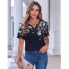 Zeagoo Womens Summer Tops Casual Short Sleeve V Neck Shirts Business Dressy Work Blouses(Floral Navy)