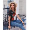 Zeagoo Womens Summer Tops Casual Short Sleeve V Neck Shirts Business Dressy Work Blouses(Floral Red Black)