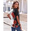 Zeagoo Womens Summer Tops Casual Short Sleeve V Neck Shirts Business Dressy Work Blouses(Floral Red Black)