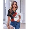 Zeagoo Womens Summer Tops Casual Short Sleeve V Neck Shirts Business Dressy Work Blouses(Floral Red Black)