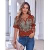 Zeagoo Womens Summer Tops Casual Short Sleeve V Neck Shirts Business Dressy Work Blouses(Floral Red Multi)