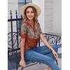 Zeagoo Womens Summer Tops Casual Short Sleeve V Neck Shirts Business Dressy Work Blouses(Floral Red Multi)