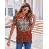 Zeagoo Womens Summer Tops Casual Short Sleeve V Neck Shirts Business Dressy Work Blouses(Floral Red Multi)