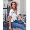 Zeagoo Womens Summer Tops Casual Short Sleeve V Neck Shirts Business Dressy Work Blouses(Floral White)