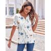 Zeagoo Womens Summer Tops Casual Short Sleeve V Neck Shirts Business Dressy Work Blouses(Floral White)