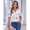 Zeagoo Womens Summer Tops Casual Short Sleeve V Neck Shirts Business Dressy Work Blouses(Floral White)