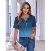 Zeagoo Womens Summer Tops Casual Short Sleeve V Neck Shirts Business Dressy Work Blouses(Gradient Blue)