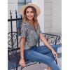 Zeagoo Womens Summer Tops Casual Short Sleeve V Neck Shirts Business Dressy Work Blouses(Grey Floral)