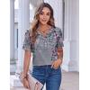 Zeagoo Womens Summer Tops Casual Short Sleeve V Neck Shirts Business Dressy Work Blouses(Grey Floral)