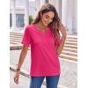 Zeagoo Womens Summer Tops Casual Short Sleeve V Neck Shirts Business Dressy Work Blouses(Hot Pink)