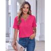 Zeagoo Womens Summer Tops Casual Short Sleeve V Neck Shirts Business Dressy Work Blouses(Hot Pink)
