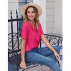 Zeagoo Womens Summer Tops Casual Short Sleeve V Neck Shirts Business Dressy Work Blouses(Hot Pink)