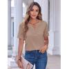 Zeagoo Womens Summer Tops Casual Short Sleeve V Neck Shirts Business Dressy Work Blouses(Khaki)