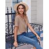 Zeagoo Womens Summer Tops Casual Short Sleeve V Neck Shirts Business Dressy Work Blouses(Khaki)