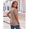 Zeagoo Womens Summer Tops Casual Short Sleeve V Neck Shirts Business Dressy Work Blouses(Khaki)