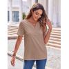 Zeagoo Womens Summer Tops Casual Short Sleeve V Neck Shirts Business Dressy Work Blouses(Khaki)