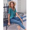 Zeagoo Womens Summer Tops Casual Short Sleeve V Neck Shirts Business Dressy Work Blouses(Leaf Green)