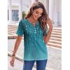 Zeagoo Womens Summer Tops Casual Short Sleeve V Neck Shirts Business Dressy Work Blouses(Leaf Green)