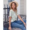 Zeagoo Womens Summer Tops Casual Short Sleeve V Neck Shirts Business Dressy Work Blouses(Leaf White Green)
