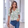 Zeagoo Womens Summer Tops Casual Short Sleeve V Neck Shirts Business Dressy Work Blouses(Leaf White Green)