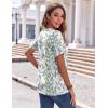 Zeagoo Womens Summer Tops Casual Short Sleeve V Neck Shirts Business Dressy Work Blouses(Leaf White Green)