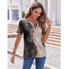 Zeagoo Womens Summer Tops Casual Short Sleeve V Neck Shirts Business Dressy Work Blouses(Multicolor 278)