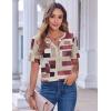 Zeagoo Womens Summer Tops Casual Short Sleeve V Neck Shirts Business Dressy Work Blouses(Multicolor 509)