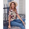 Zeagoo Womens Summer Tops Casual Short Sleeve V Neck Shirts Business Dressy Work Blouses(Multicolor 509)