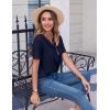 Zeagoo Womens Summer Tops Casual Short Sleeve V Neck Shirts Business Dressy Work Blouses(Navy Blue)