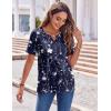 Zeagoo Womens Summer Tops Casual Short Sleeve V Neck Shirts Business Dressy Work Blouses(Navy Floral 180)