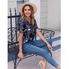 Zeagoo Womens Summer Tops Casual Short Sleeve V Neck Shirts Business Dressy Work Blouses(Navy Floral 180)
