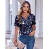 Zeagoo Womens Summer Tops Casual Short Sleeve V Neck Shirts Business Dressy Work Blouses(Navy Floral 180)
