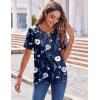 Zeagoo Womens Summer Tops Casual Short Sleeve V Neck Shirts Business Dressy Work Blouses(Navy Floral 318)