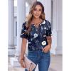 Zeagoo Womens Summer Tops Casual Short Sleeve V Neck Shirts Business Dressy Work Blouses(Navy Floral 318)