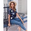 Zeagoo Womens Summer Tops Casual Short Sleeve V Neck Shirts Business Dressy Work Blouses(Navy Floral 318)