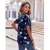 Zeagoo Womens Summer Tops Casual Short Sleeve V Neck Shirts Business Dressy Work Blouses(Navy Floral 318)