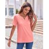Zeagoo Womens Summer Tops Casual Short Sleeve V Neck Shirts Business Dressy Work Blouses(Pink)