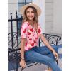 Zeagoo Womens Summer Tops Casual Short Sleeve V Neck Shirts Business Dressy Work Blouses(Pink Heart)